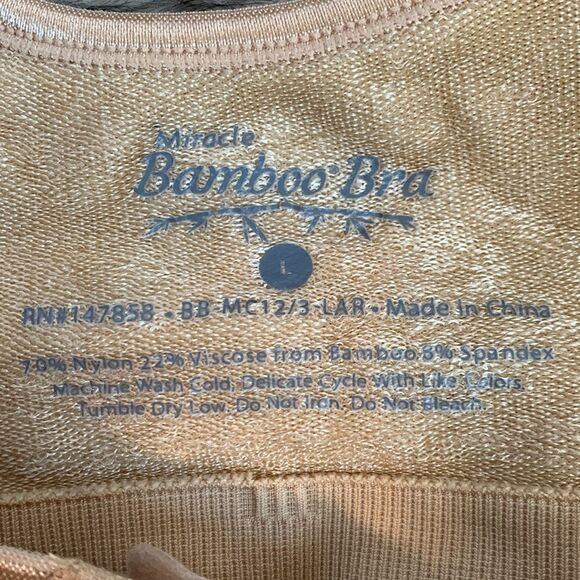 Miracle Bamboo Bra Front Close No Wire Unlined Seamless Bralette Bra Beige L - Picture 7 of 7